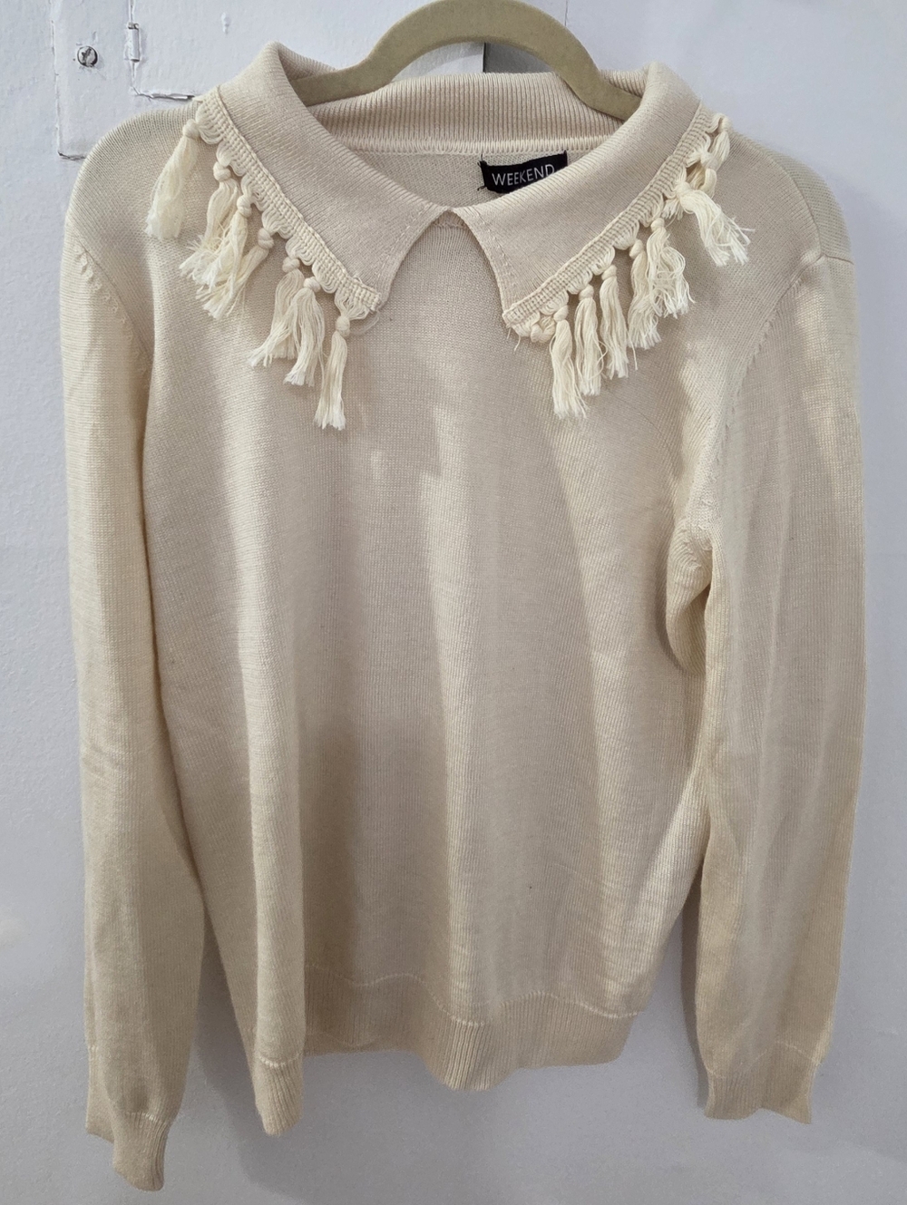 Weekend Tassel Collared Sweater